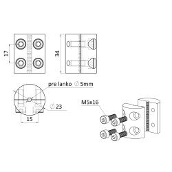Úchyt pre nerezové lanko ø 5 mm, brúsená nerez AISI 304 Úchyt pre nerezové lanko ø 5 mm, brúsená nerez AISI 304
